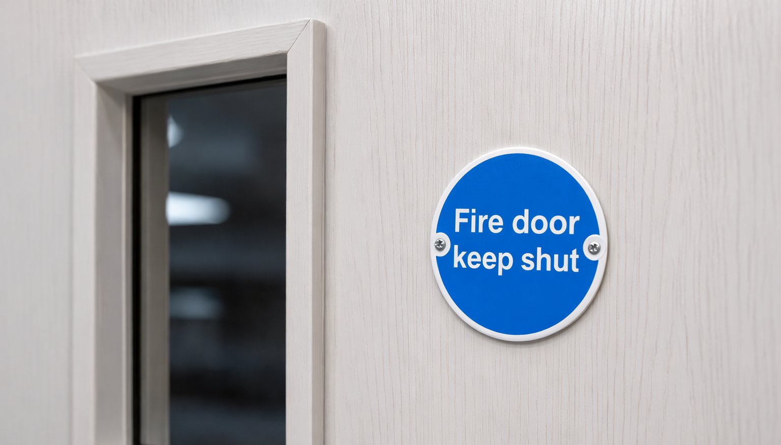 Fire door with certification sign